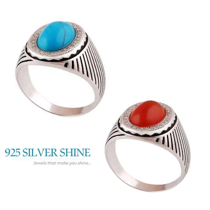 925 Sterling Silver Handmade Rings In Turquoise Gemstone Jewelry 925SR3983_2