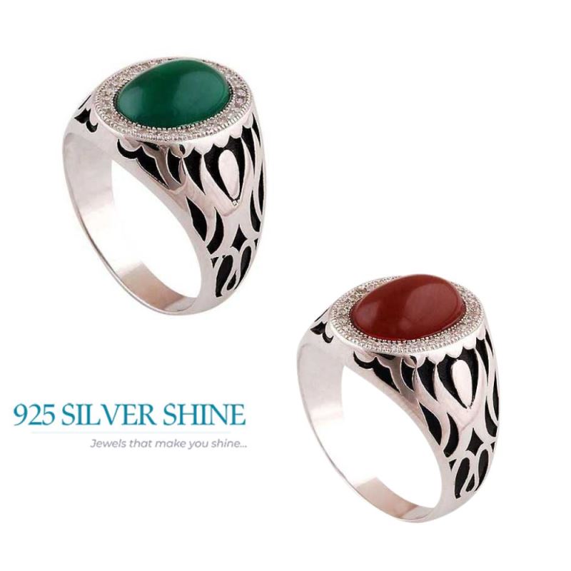 925 Sterling Silver Handmade Rings In Green Onyx Gemstone Jewelry 925SR3985_2