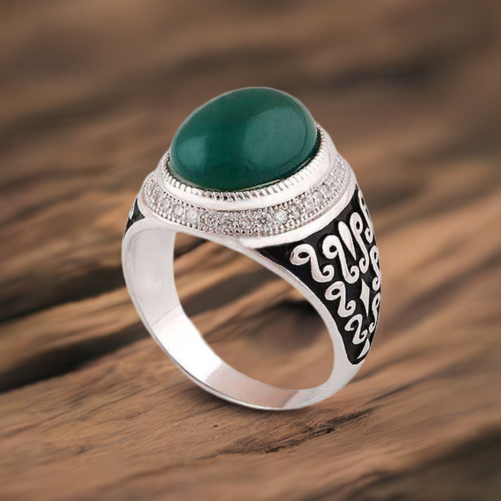 925 Sterling Silver Handmade Rings In Green Onyx Gemstone Jewelry 925SR3994
