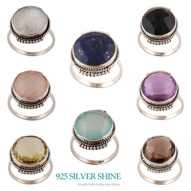 Fine 925 Sterling Silver Rings In Natural Rose Quartz Gemstone 925SR4020_2