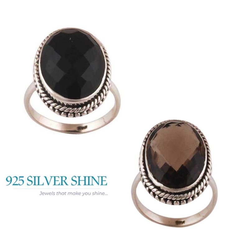 925 Sterling Silver Rings In Genuine Black Onyx Gemstone 925SR4040_2
