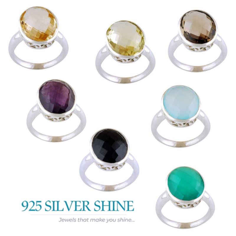 Semi Precious Chalcedony Gemstone Rings In 925 Sterling Silver Jewelry 925SR4057_2