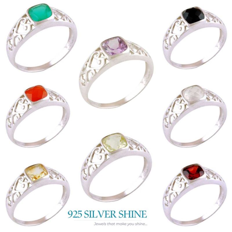 925 Sterling Silver Handmade Rings In Crystal Gemstone Jewelry 925SR4076_1