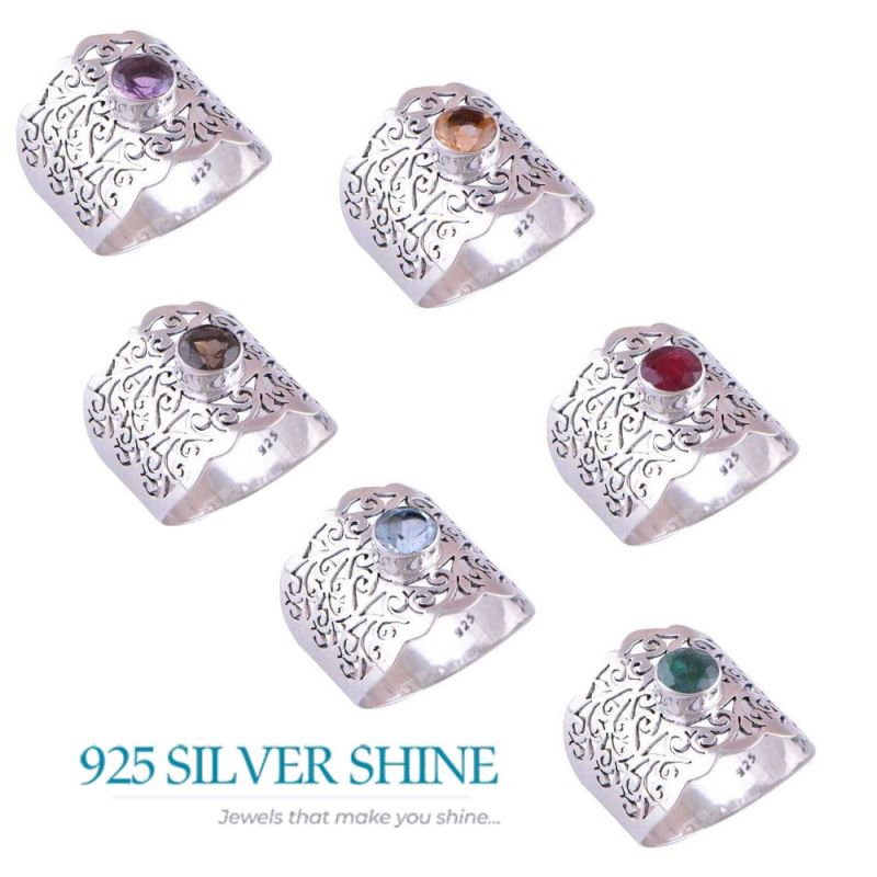 Filigree Design Sterling Silver Citrine Rings 925SR4080_1