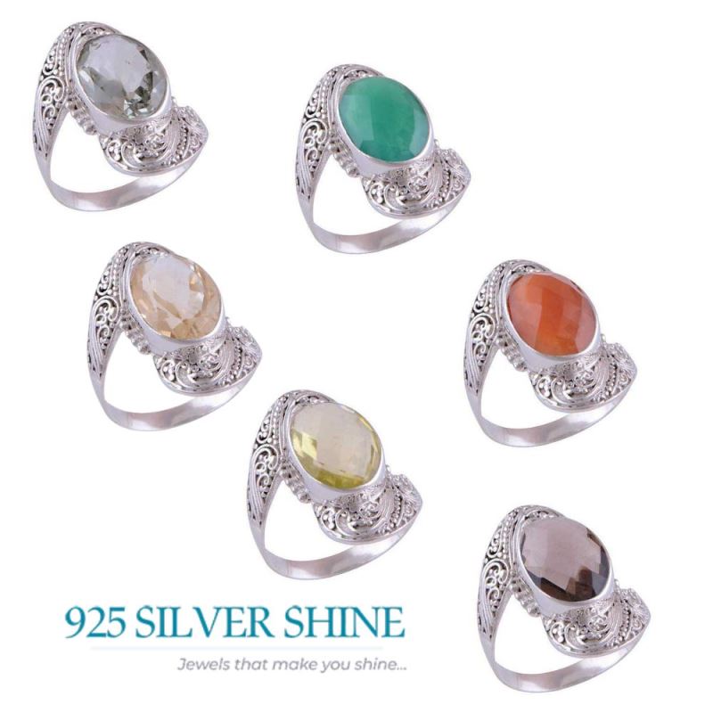 925 Sterling Silver Rings In Natural Smoky Quartz Gemstone 925SR4114_2