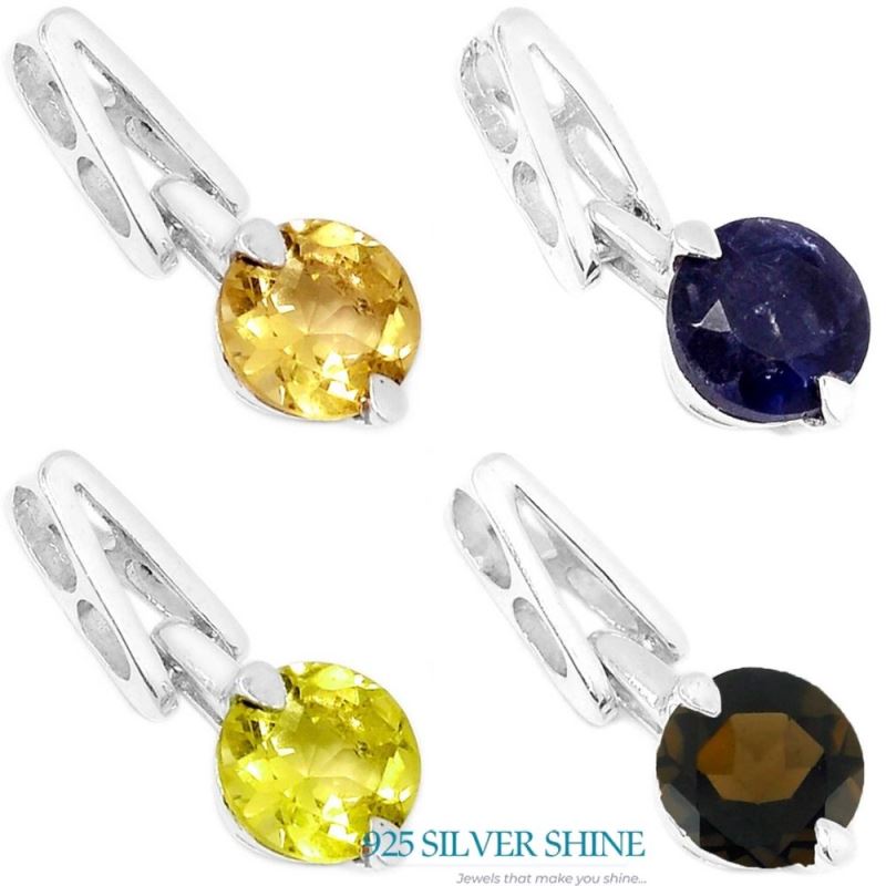 Solid Sterling Silver Pendants In Citrine Gemstone Jewelry 925SSP301-2_3