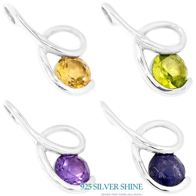 925 Sterling Silver Handmade Pendants In Blue Sapphire Gemstone Jewelry 925SSP302-3_2