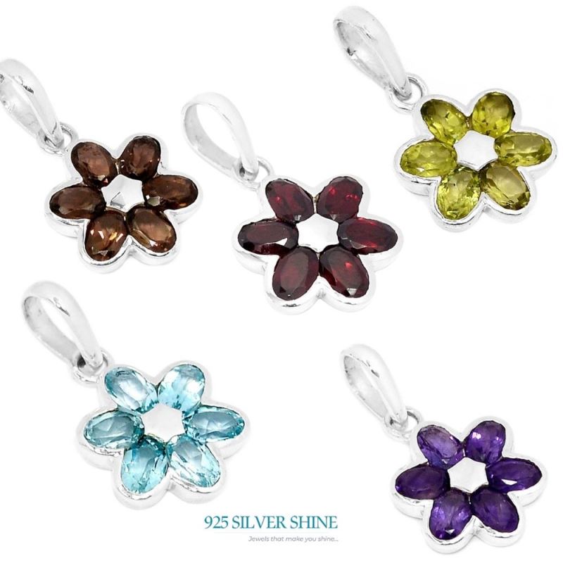925 Solid Silver Pendants In Blue Topaz Gemstone Jewelry 925SSP303-2_3