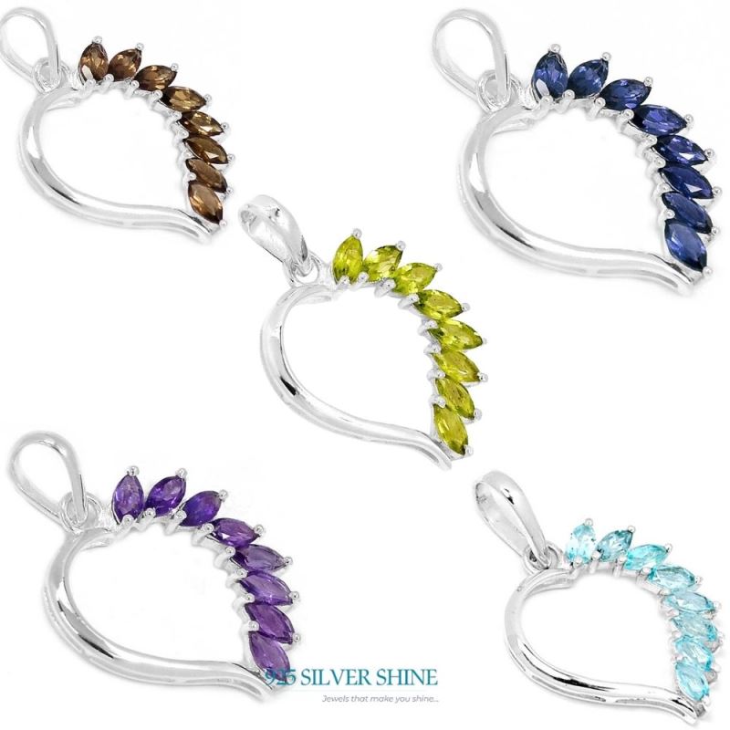 Solid Sterling Silver Handmade Pendants In Smokey Gemstone Jewelry 925SSP304-5_2