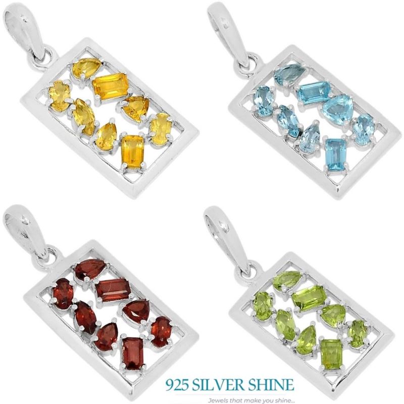 925 Fine Silver Pendants In Garnet Gemstone Jewelry 925SSP305-3_2
