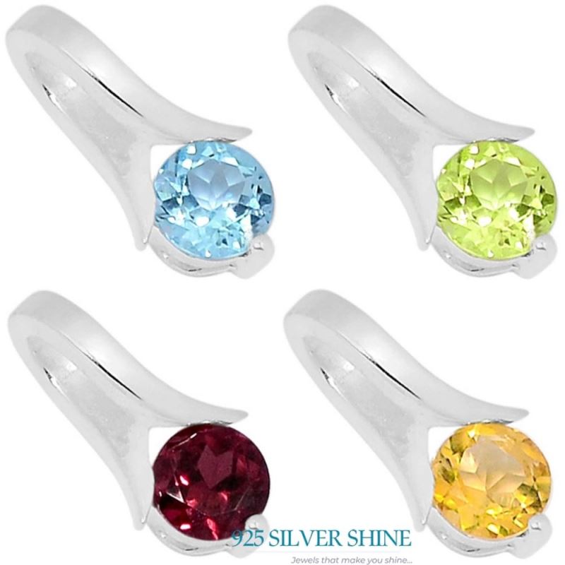 Solid Sterling Silver Handmade Pendants In Blue Topaz Gemstone Jewelry 925SSP306-1_2