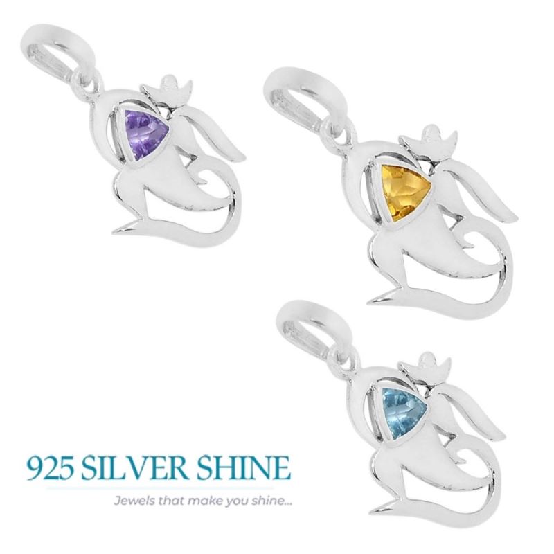 Amethyst Gemstone Handmade Pendants In 925 Sterling Silver Jewelry 925SSP307-1_2