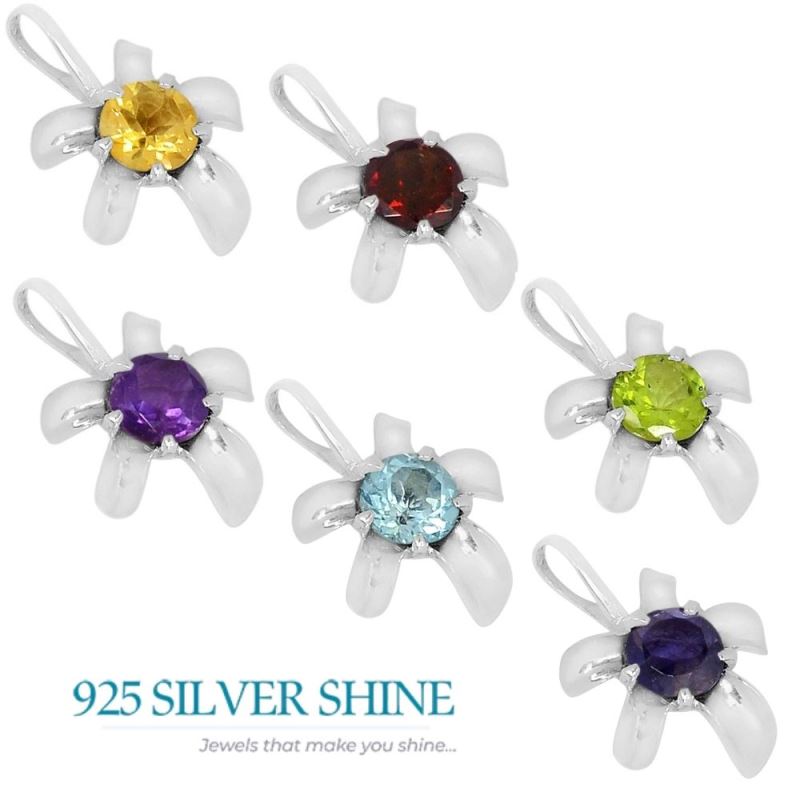 Solid Sterling Silver Pendants In Citrine Gemstone Jewelry 925SSP312-3_3