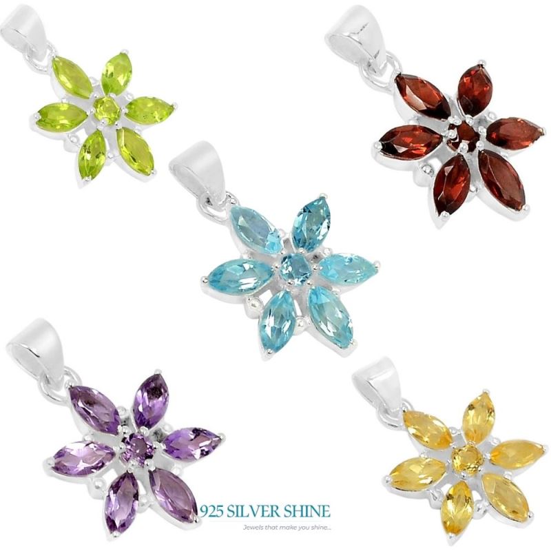 Fine Sterling Silver Pendants In Citrine Gemstone Jewelry 925SSP313-3_3