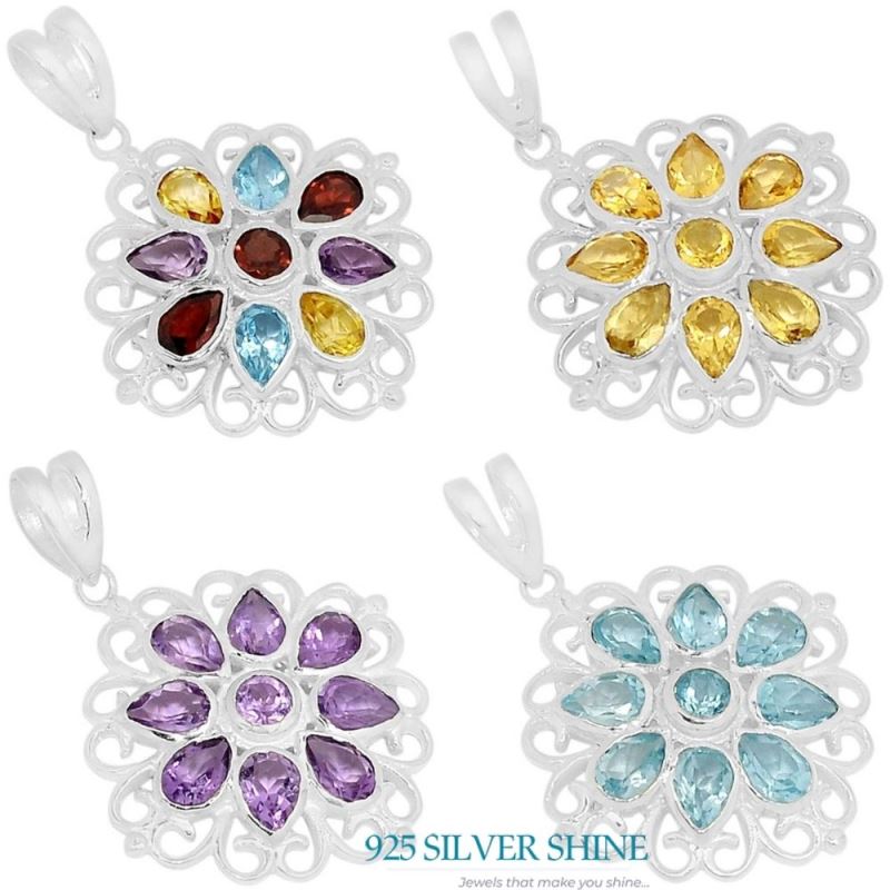 925 Sterling Silver Handmade Pendants In Citrine Gemstone Jewelry 925SSP315-3_3