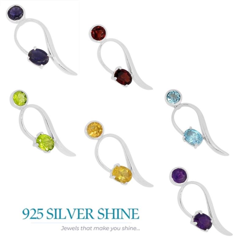 925 Sterling Silver Handmade Pendants In Blue Topaz Gemstone Jewelry 925SSP317-2_2