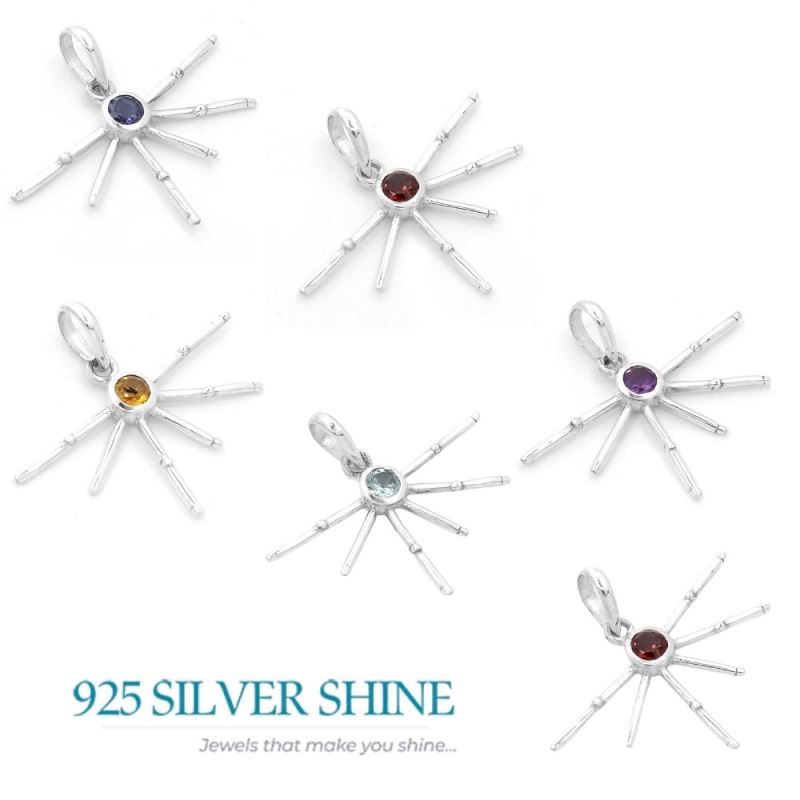 Solid Sterling Silver Pendants In Blue Topaz Gemstone Jewelry 925SSP323-2_3