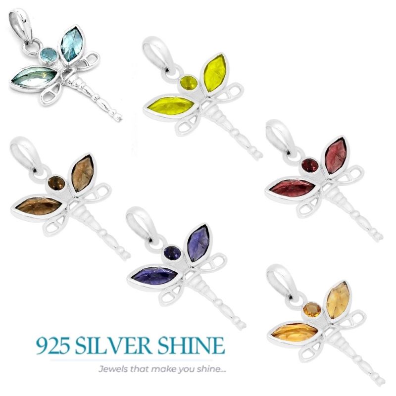 925 Sterling Silver Handmade Pendants In Blue Topaz Gemstone Jewelry 925SSP324-1_2