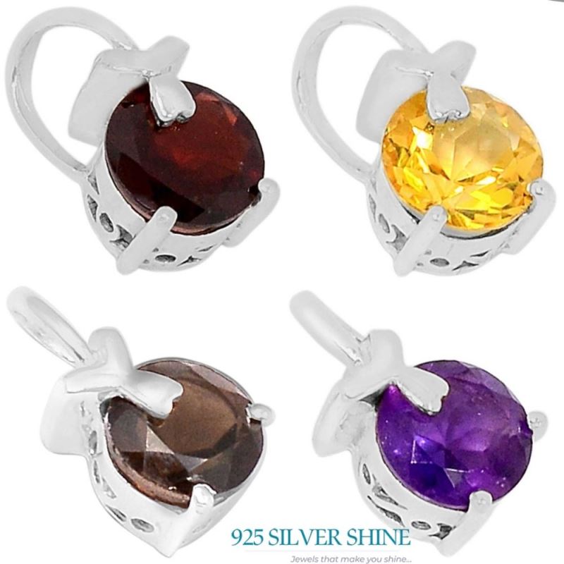 Fine Sterling Silver Pendants In Citrine Gemstone Jewelry 925SSP325-2_1