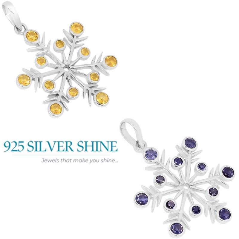 Solid Sterling Silver Handmade Pendants In Citrine Gemstone Jewelry 925SSP327-1_3
