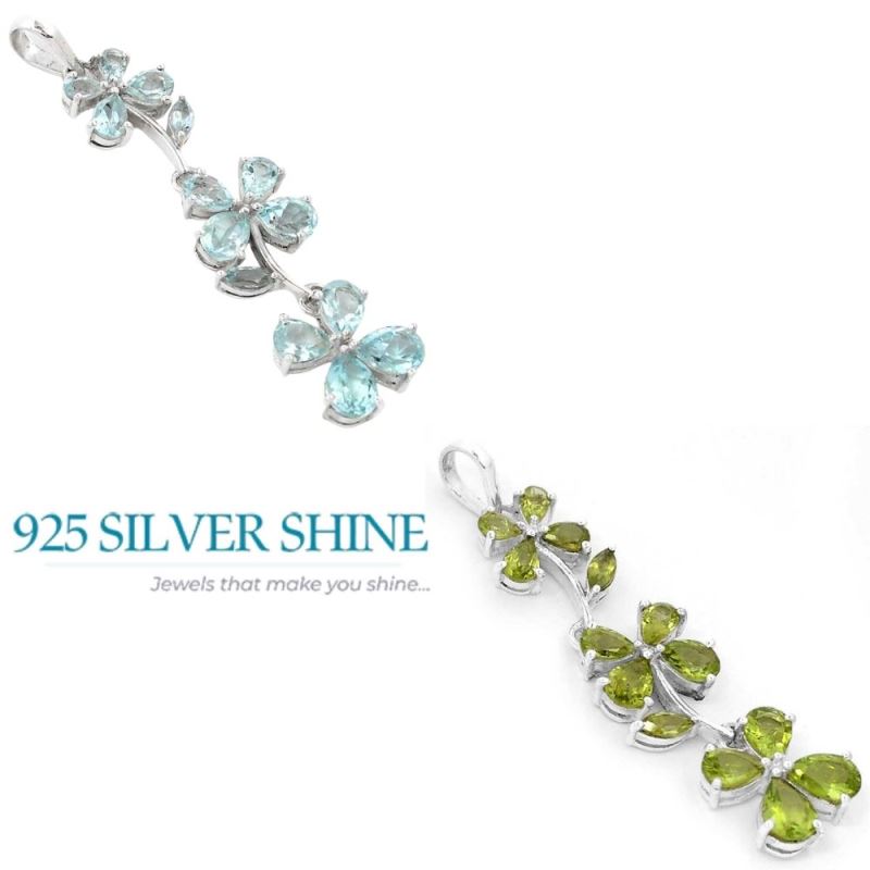 Blue Topaz Gemstone Handmade Pendants In 925 Sterling Silver Jewelry 925SSP329-1_3