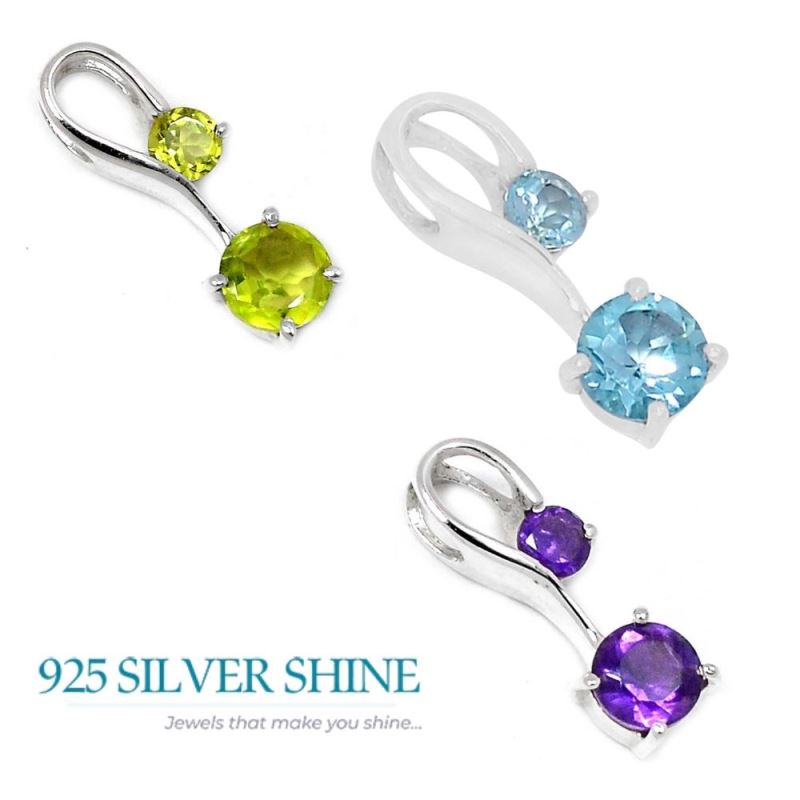 925 Fine Silver Pendants In Amethyst Gemstone Jewelry 925SSP340-1_2