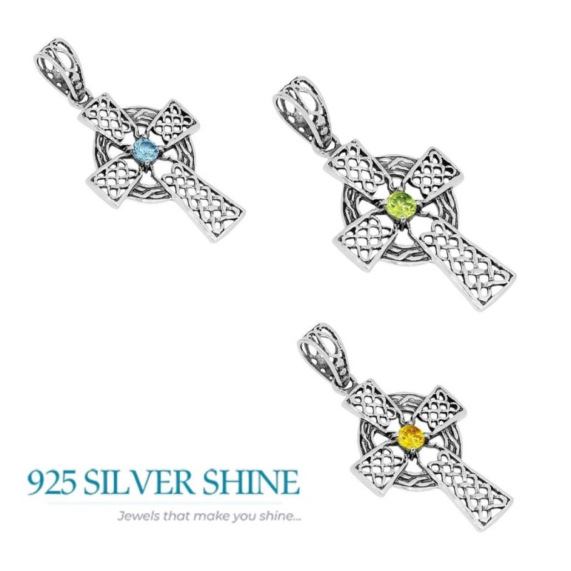 925 Solid Silver Pendants In Peridot Gemstone Jewelry 925SSP342-3_3