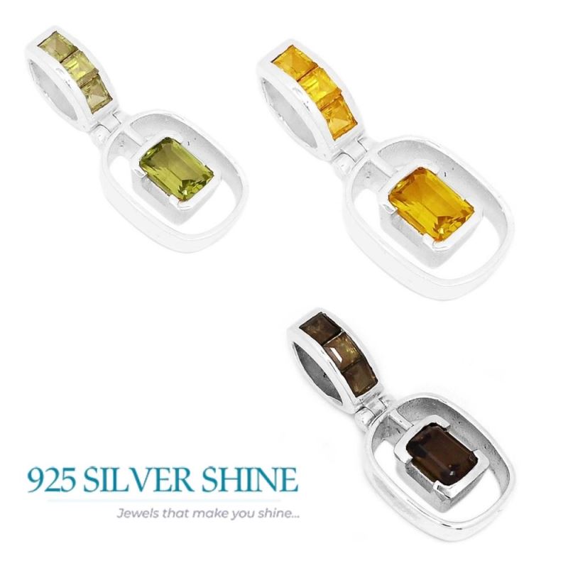 Smokey Gemstone Pendants In 925 Solid Silver Jewelry 925SSP350-3_3