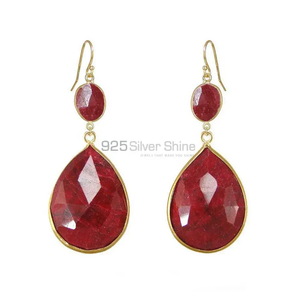 925 Sterling Silver Earrings In Dyed Ruby Gemstone Jewelry 925SE1891_0