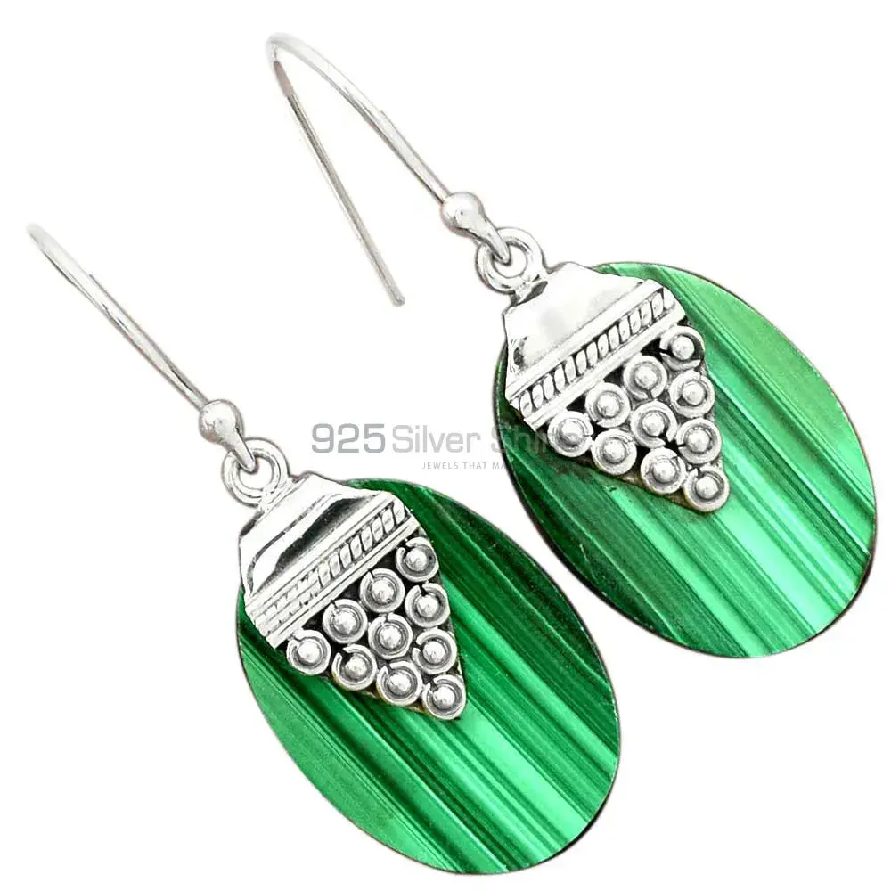 925 Sterling Silver Handmade Earrings In Malachite Gemstone Jewelry 925SE2473_2