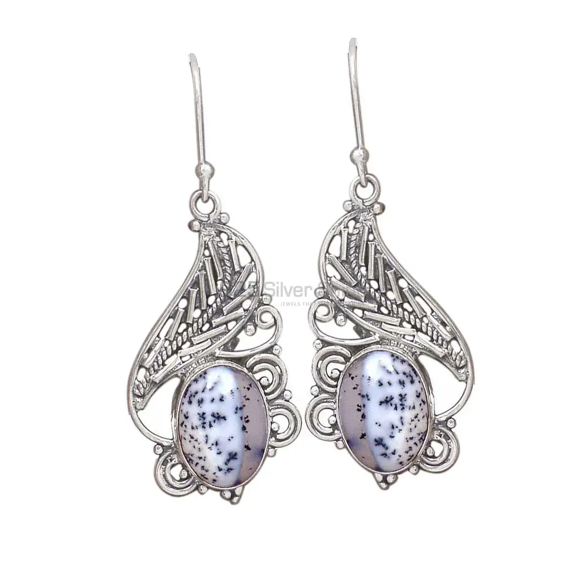 925 Sterling Silver Handmade Earrings In Dendritic Opal Gemstone Jewelry 925SE2957_0