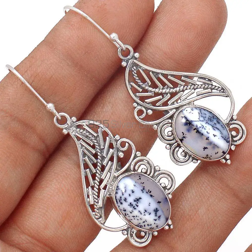 925 Sterling Silver Handmade Earrings In Dendritic Opal Gemstone Jewelry 925SE2957_1