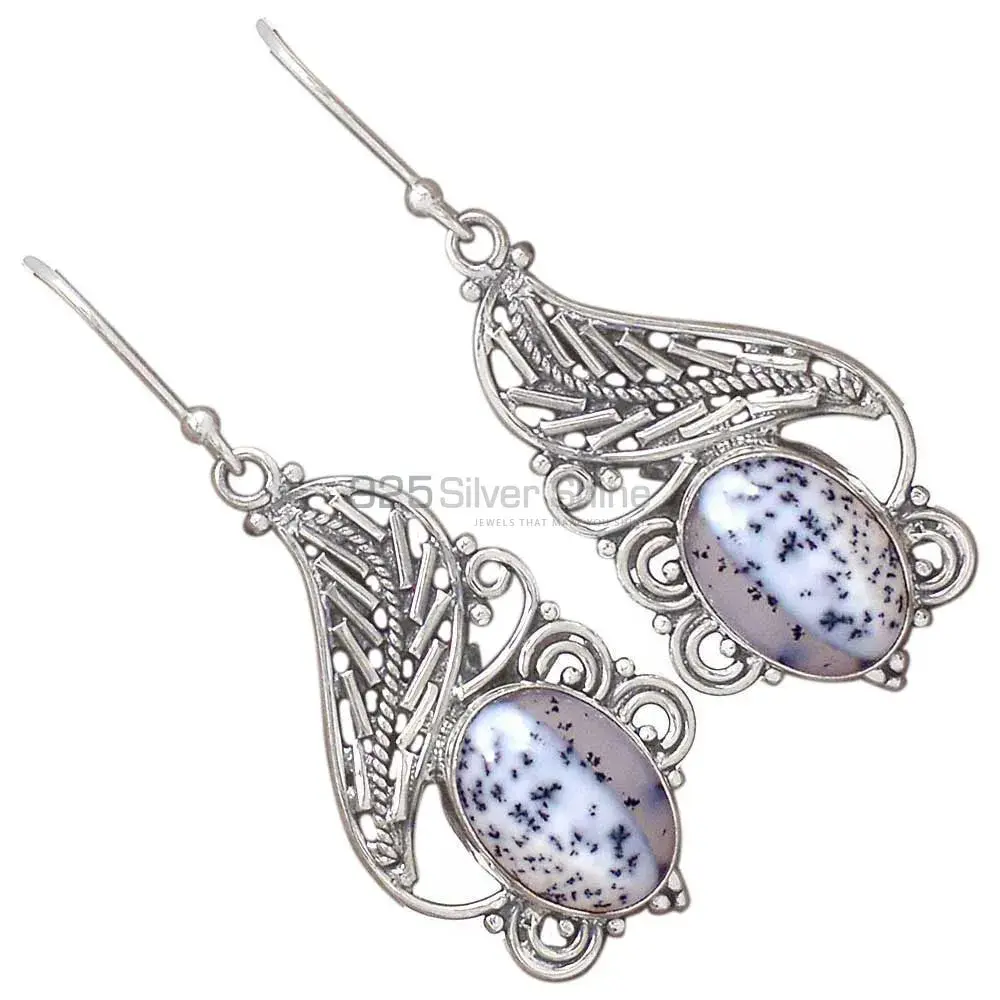 925 Sterling Silver Handmade Earrings In Dendritic Opal Gemstone Jewelry 925SE2957_2
