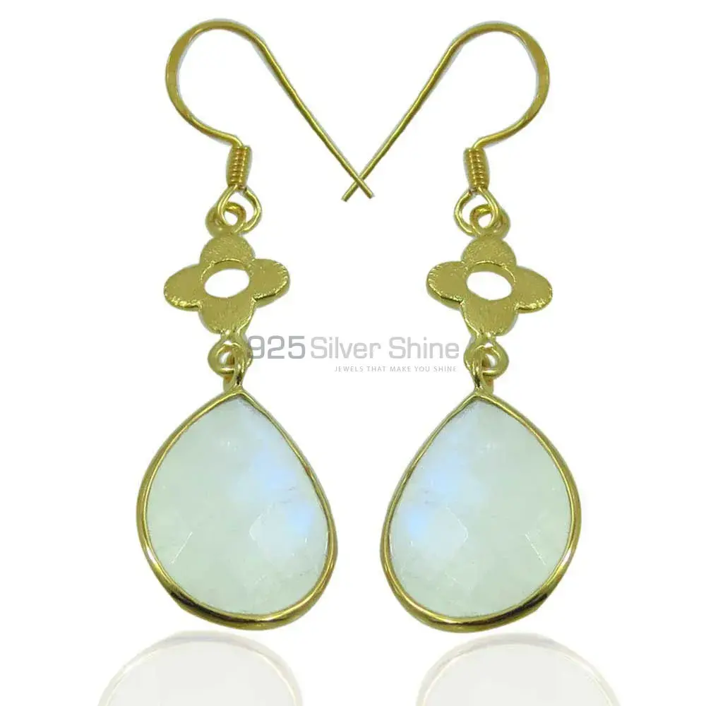 925 Sterling Silver Handmade Earrings In Rainbow Moonstone Jewelry 925SE1906_0