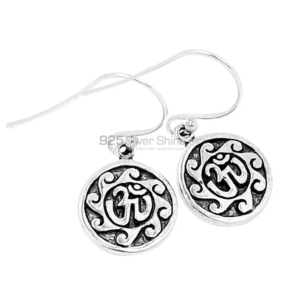925 Sterling Silver Handmade Om Earrings 925SE2868_0