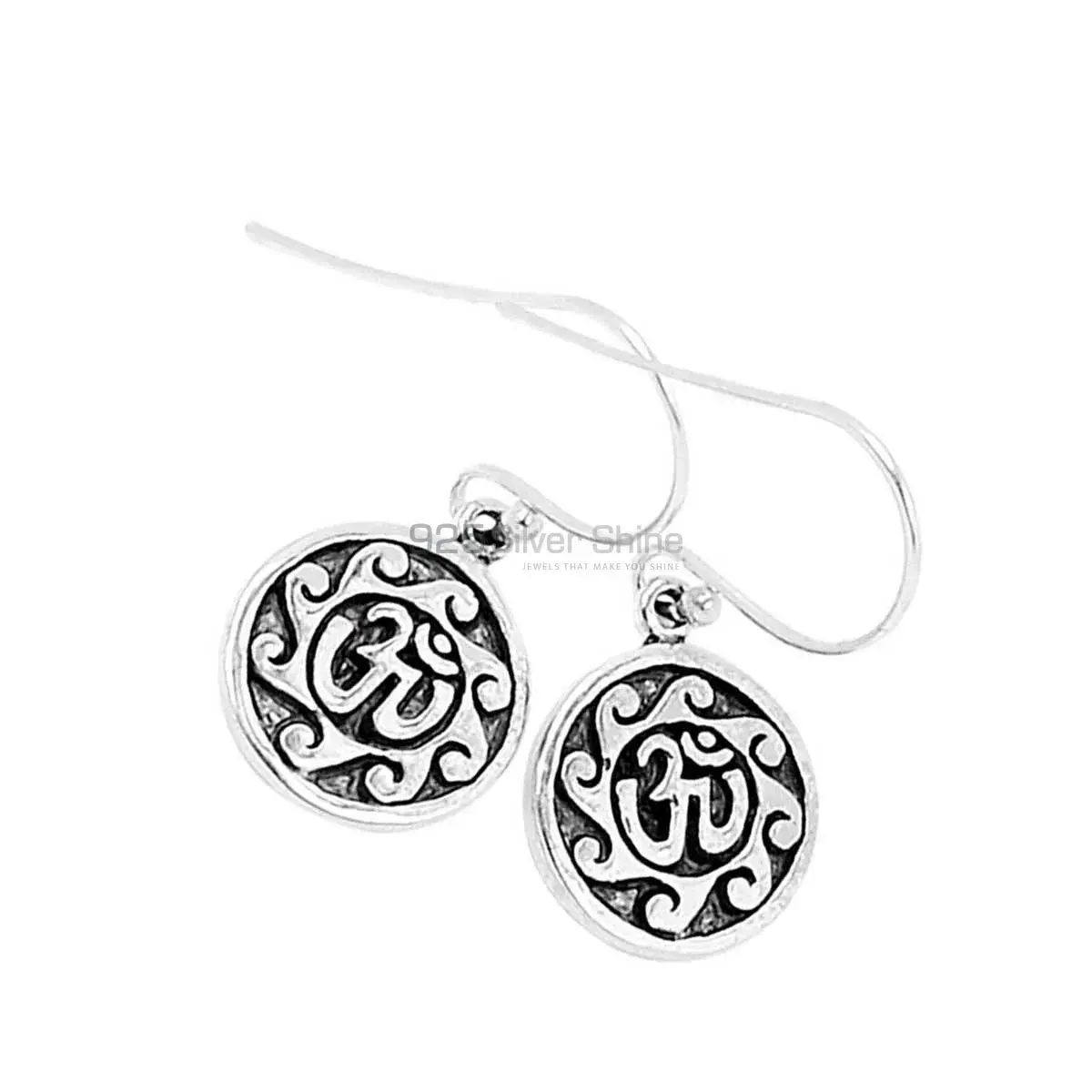 925 Sterling Silver Handmade Om Earrings 925SE2868_3
