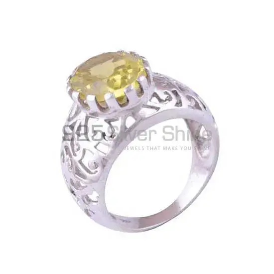 Lemon Quartz Single Gemstone Sterling Silver rings 925SR3483_1