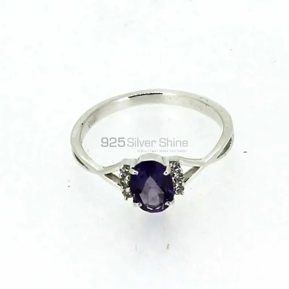 Amethyst February Birthstone Silver Ring 925SR051-2_0
