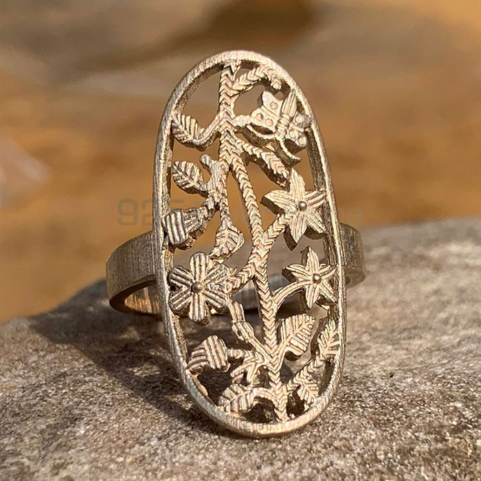 Antique Handmade Flower Ring In Sterling Silver SSR194