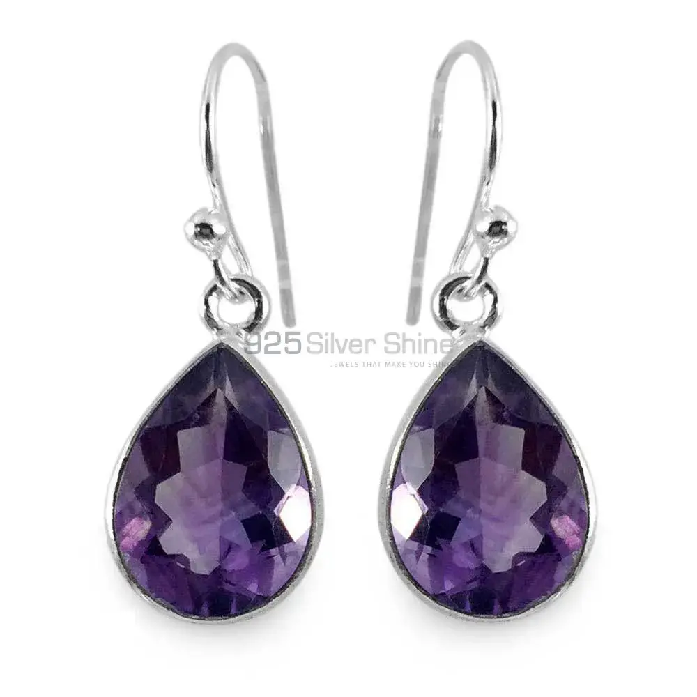 925 Sterling Silver Handmade Earrings In Amethyst Gemstone Jewelry 925SE1316_0