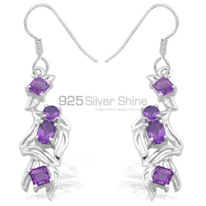 925 Sterling Silver Handmade Earrings In Amethyst Gemstone Jewelry 925SE915