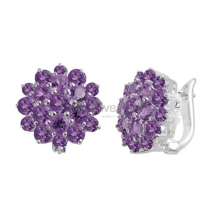 925 Sterling Silver Handmade Earrings In Amethyst Gemstone Jewelry 925SE994_0