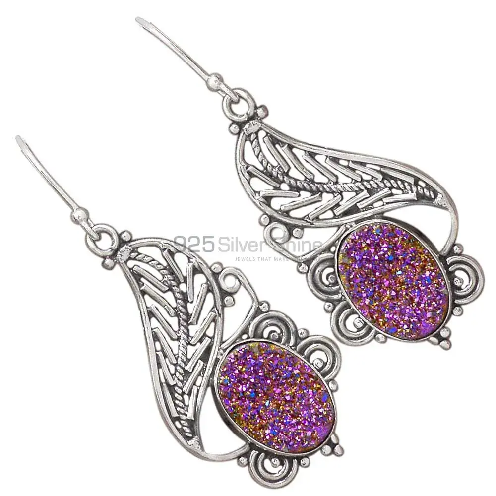 925 Sterling Silver Handmade Earrings In Druzy Gemstone Jewelry 925SE2958_2