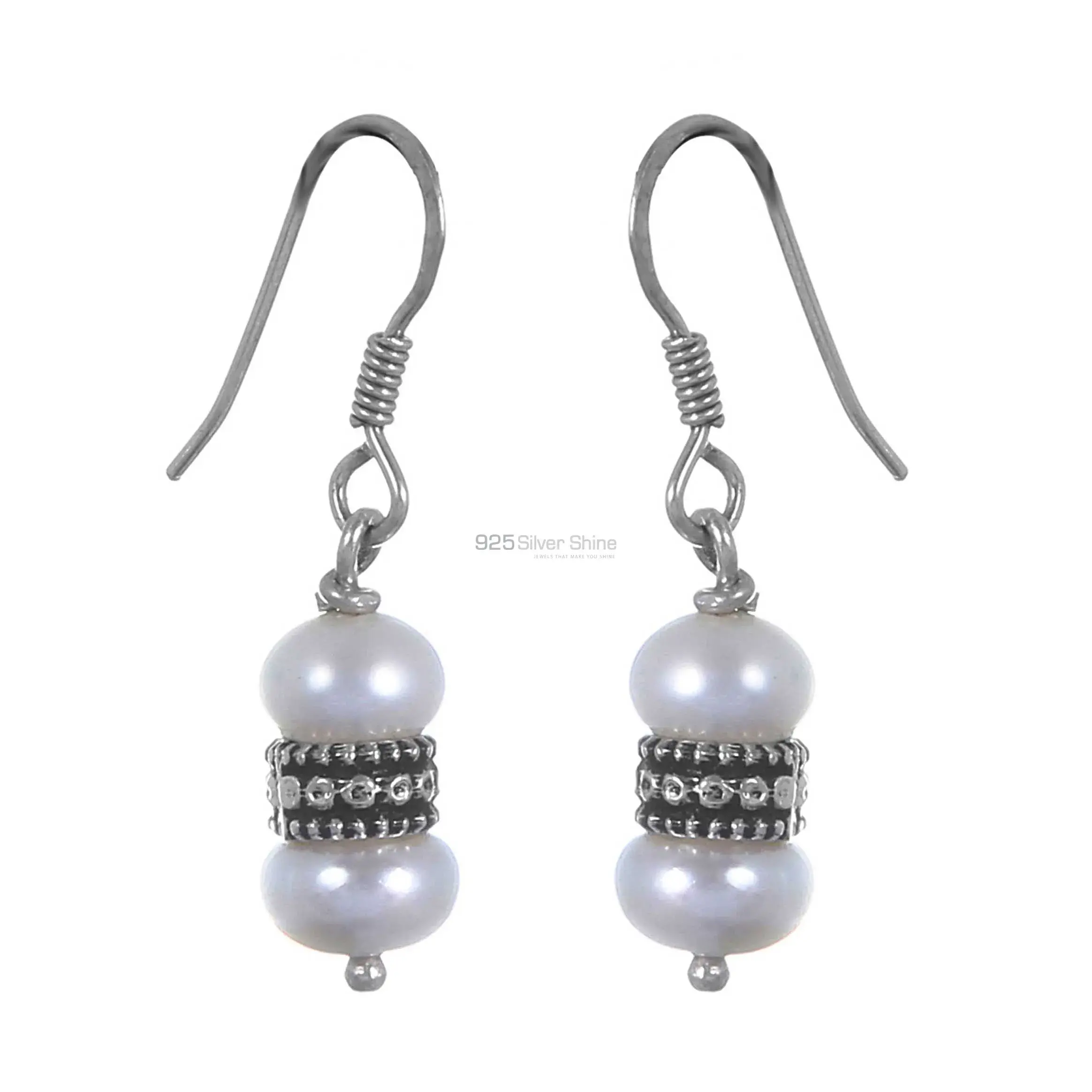 925 Sterling Silver Handmade Earrings In Pearl Gemstone Jewelry 925SE293_0