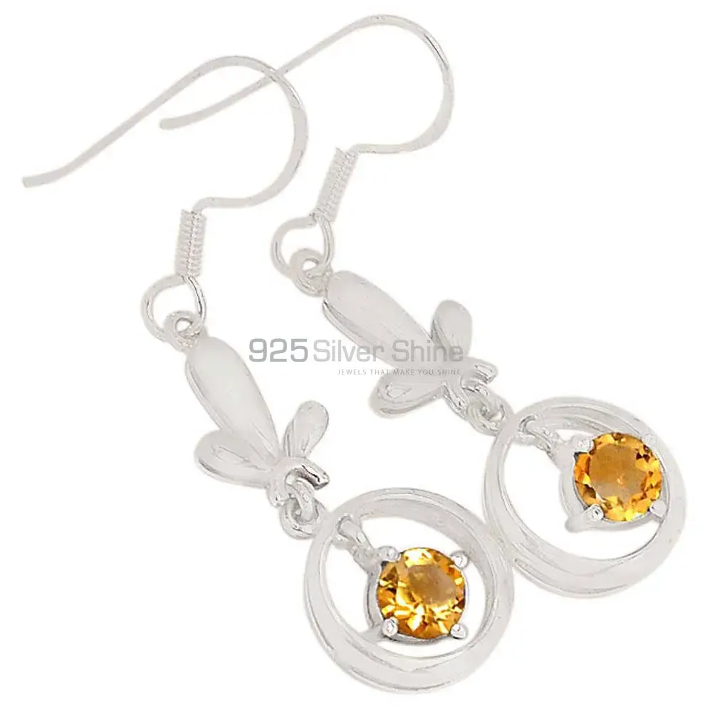 925 Sterling Silver Earrings In Citrine Gemstone Jewelry 925SE353_0