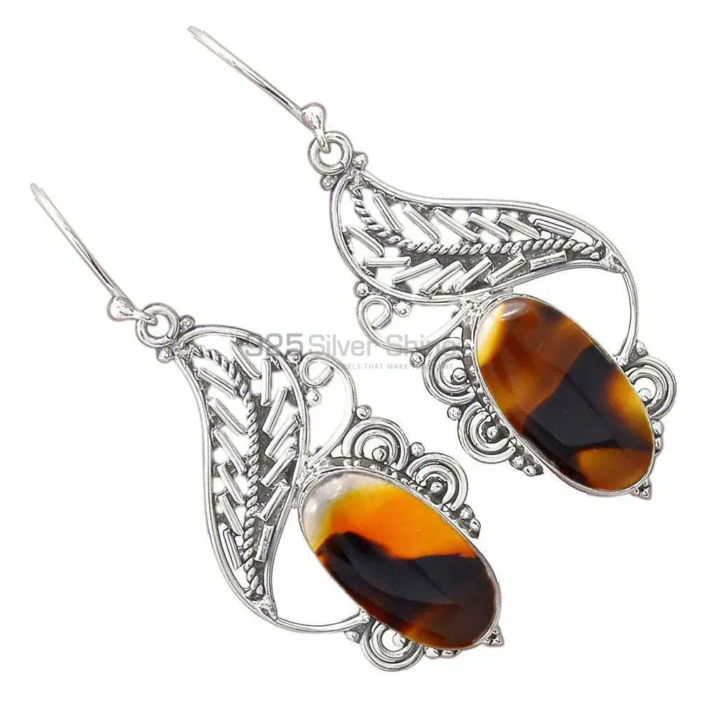 925 Sterling Silver Earrings In Montana Jasper Gemstone Jewelry 925SE2939_2