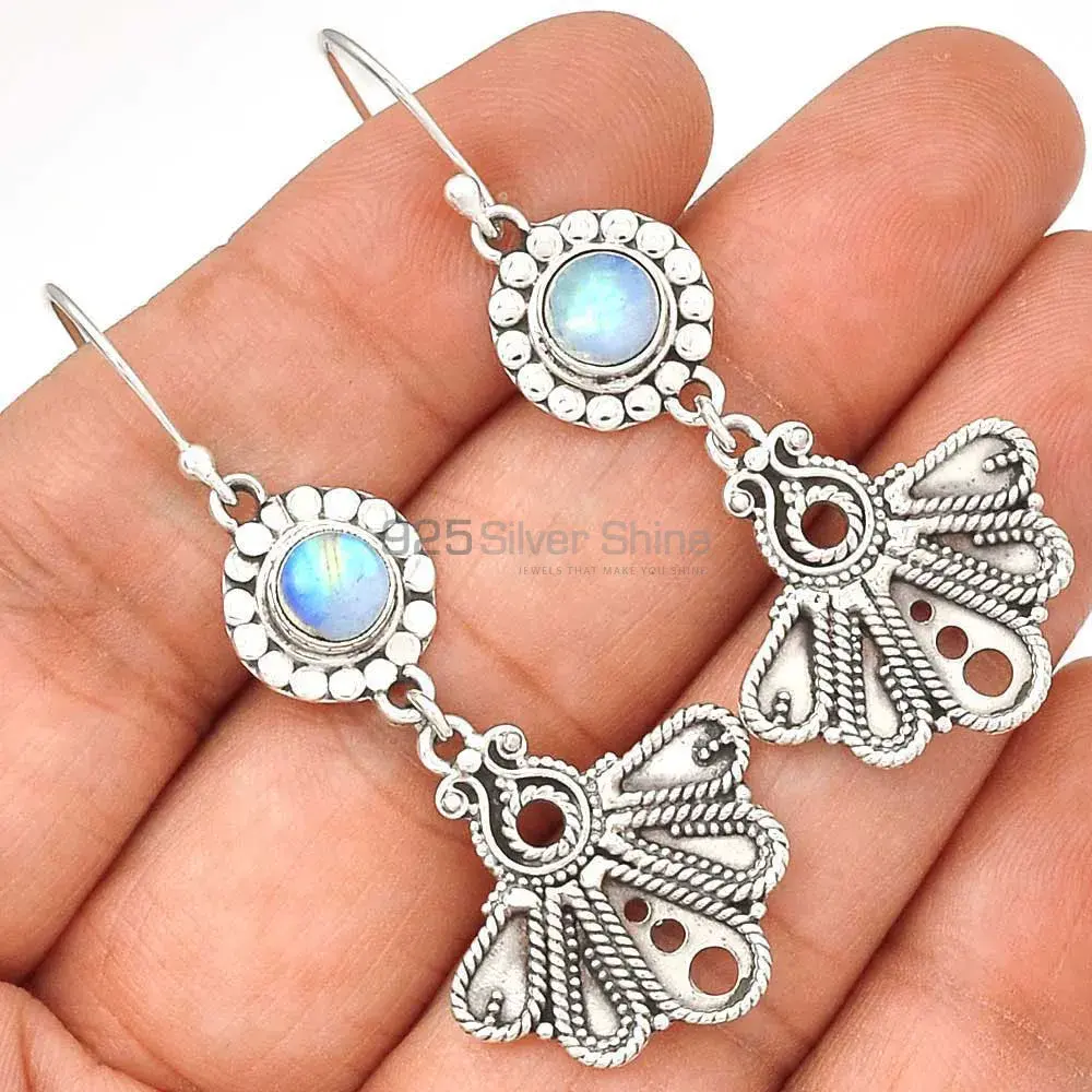 925 Sterling Silver Earrings In Rainbow Moonstone Jewelry 925SE3097_0
