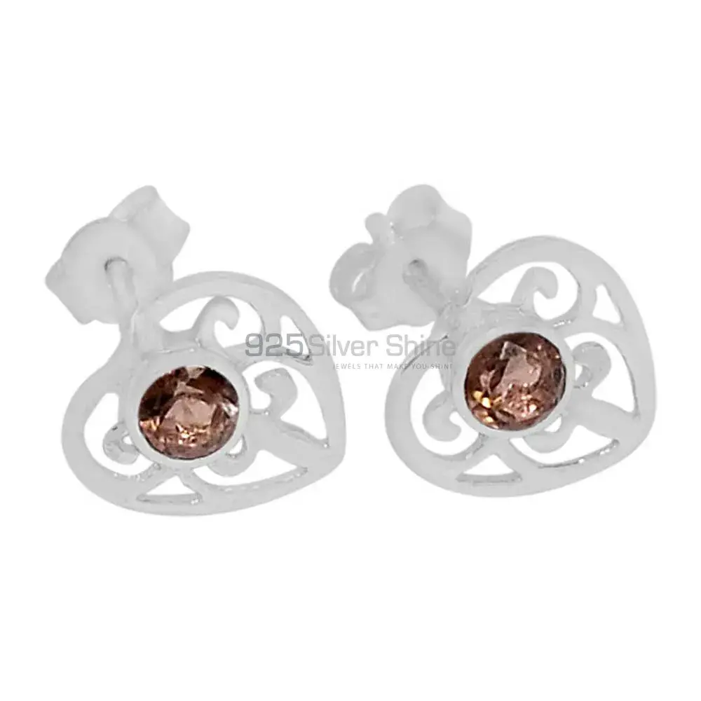 925 Sterling Silver Handmade Earrings In Smoky Quartz Gemstone Jewelry 925SE531