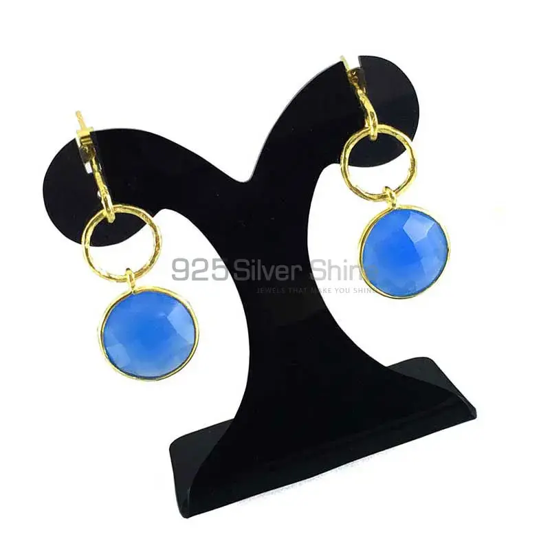 925 Sterling Silver Handmade Earrings In Chalcedony Gemstone Jewelry 925SE1297_1