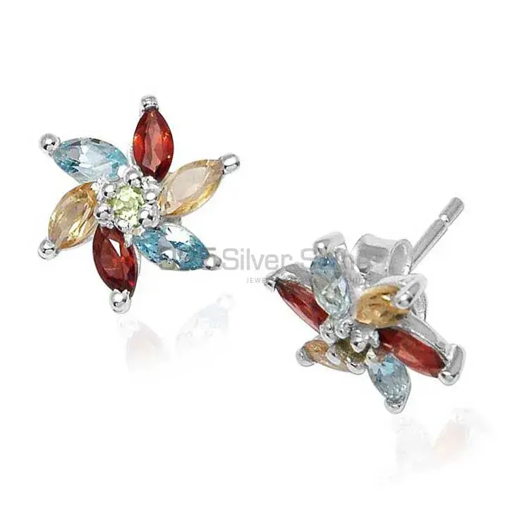 925 Sterling Silver Handmade Earrings In Multi Gemstone Jewelry 925SE753_1